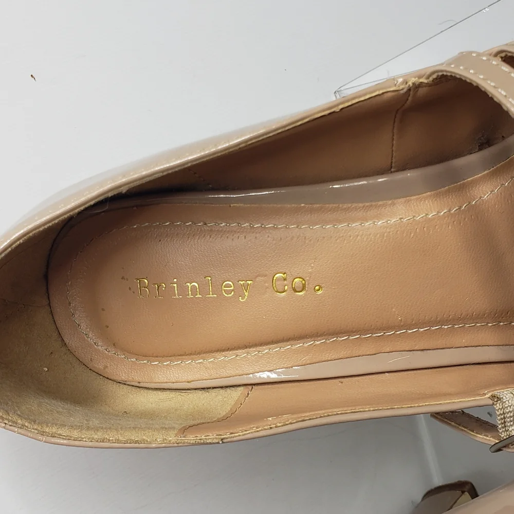 Bridesmaid Faux Patent Double Strap Mary Jane Heels Neutral Office Brinley 7.5 ♡